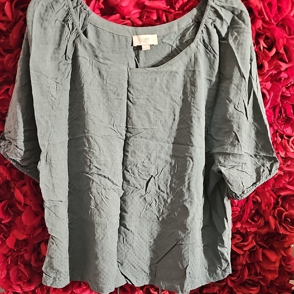Loft NWT Women's Textured Green Top Size XLarge